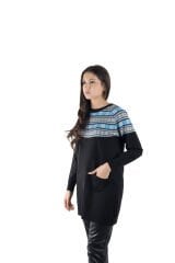Ontriko Monogram Desen Siyah Tunik