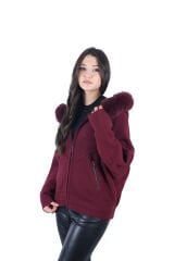 Ontriko Bordo Kürklü Hırka