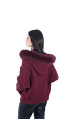 Ontriko Bordo Kürklü Hırka