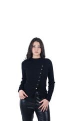 Ontriko Pileli Düğmeli Bluz