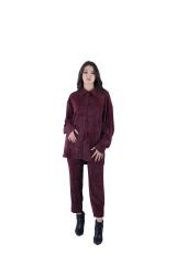 Ontriko Bordo Taşlanmış Görünümlü Takım