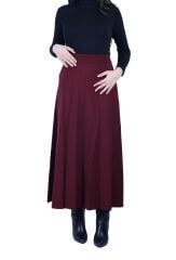 Tığtriko Bordo Pileli Rayon Etek