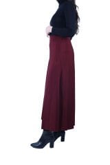 Tığtriko Bordo Pileli Rayon Etek