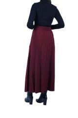 Tığtriko Bordo Pileli Rayon Etek