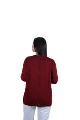 Ontriko Kalp İşlemeli Bordo Bluz